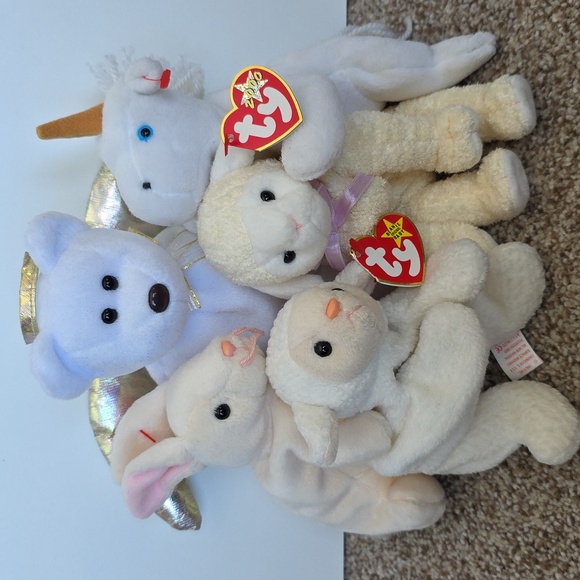 Ty Other - Ty Beanie Babies White And Cream Collection - Bunny, Lambs, Unicorn, And Bear
